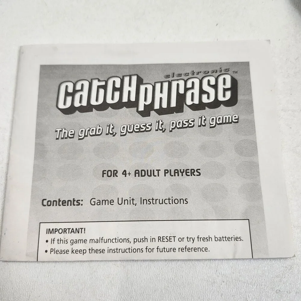 Catch Phrase Handheld Game Hasbro Electronic 2009 Adult Party 4 Player Tested